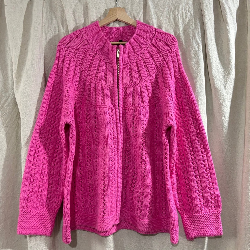 NEW NWT Talbots Pink Knit Zip-Front Cardigan 2X - Picture 2 of 7